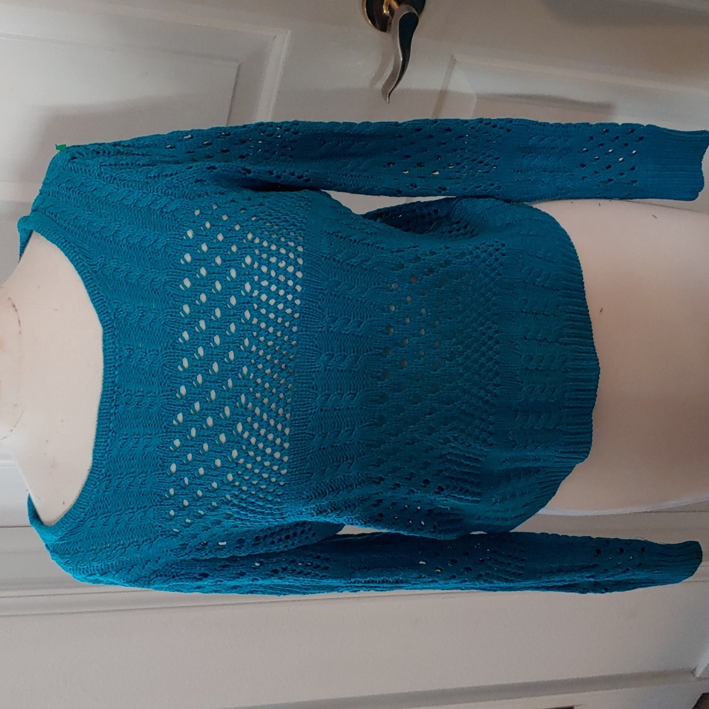 Forever 21 Turquoise/Teal Ling Sleeve Sweater Size S/P